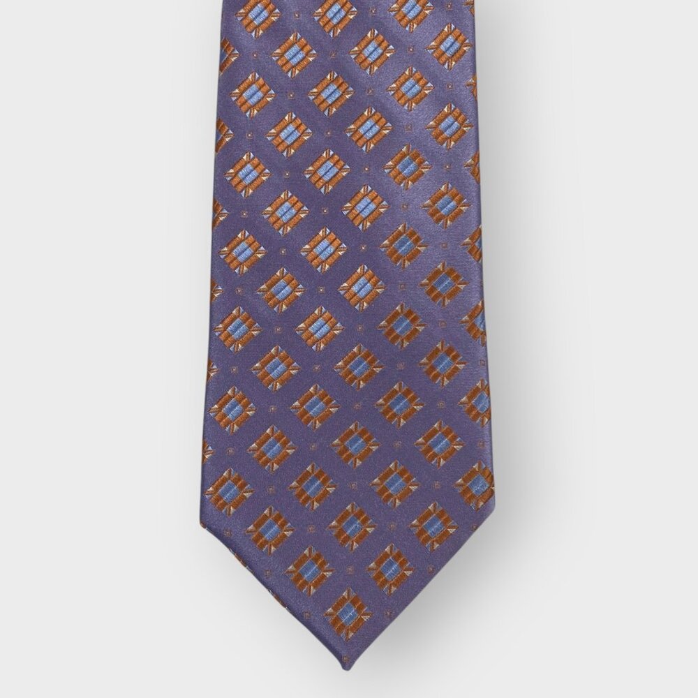 Stafford Signature Silk Tie | Long Purple Foulard | Pastel Spring Easter